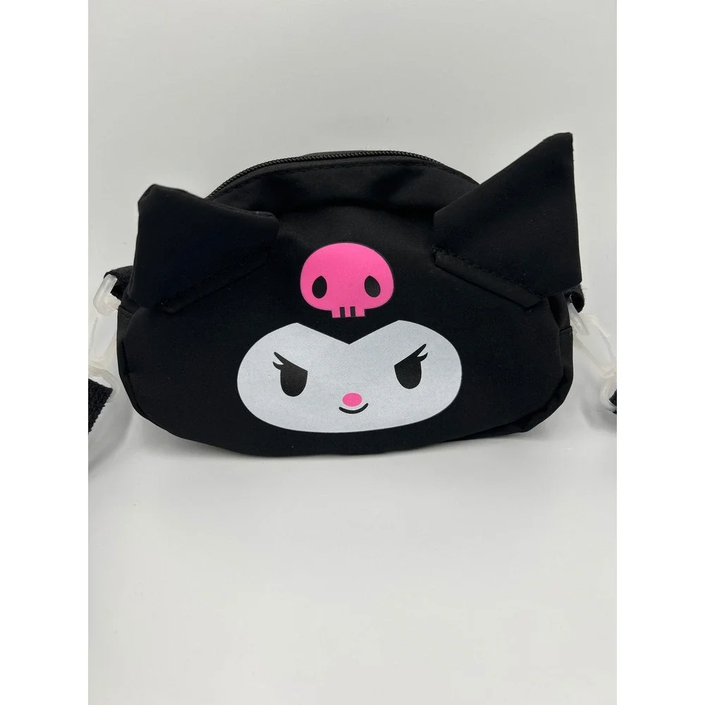 Sanrio Kuromi Black Canvas Crossbody Bag Adjustable Strap Small Purse Anime - Picture 2 of 7